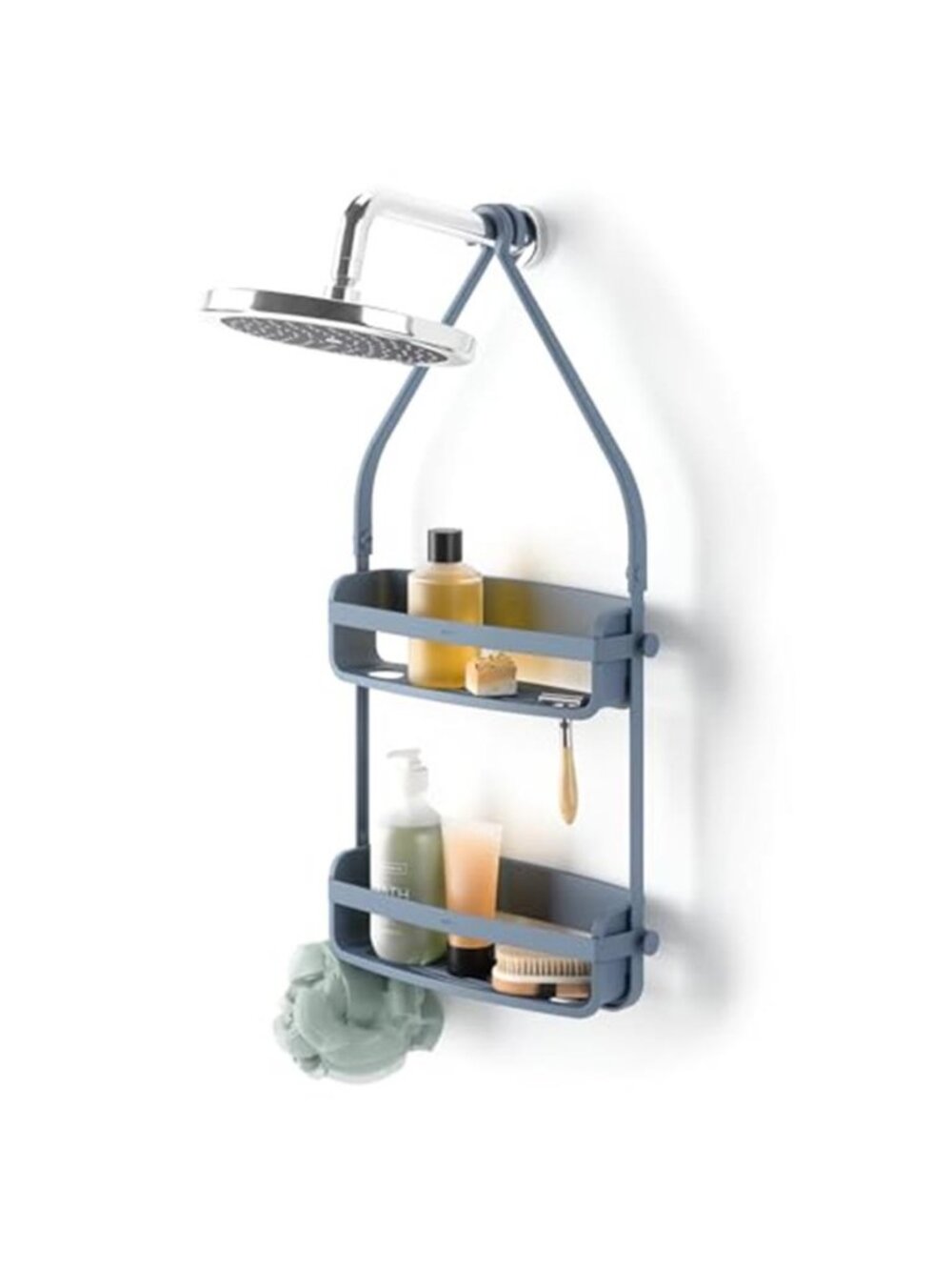 Hanging Shower Caddy Organizer Rust Resistant Bath Storage Shelves Slate Blue